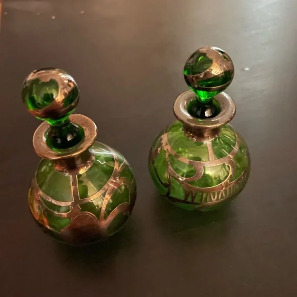 Beautiful Green Glass Perfume Bottles - Picture 1 of 7